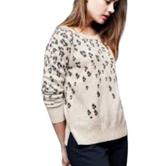 Gap leopard Print Merino Wool Blend Cozy Popover Sweater Size Medium - Picture 2 of 10